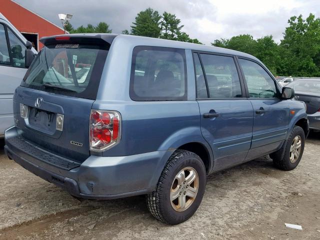 2HKYF18106H505682 - 2006 HONDA PILOT LX BLUE photo 4