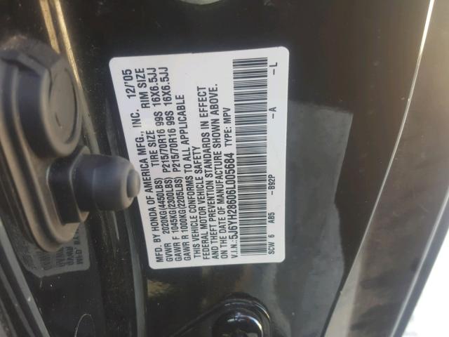 5J6YH28606L005684 - 2006 HONDA ELEMENT EX BLACK photo 10