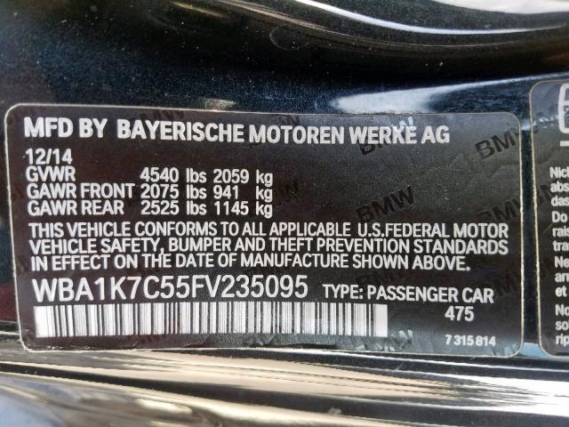 WBA1K7C55FV235095 - 2015 BMW 228 XI BLACK photo 10