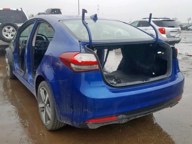 3KPFL4A89HE037631 - 2017 KIA FORTE EX BLUE photo 3