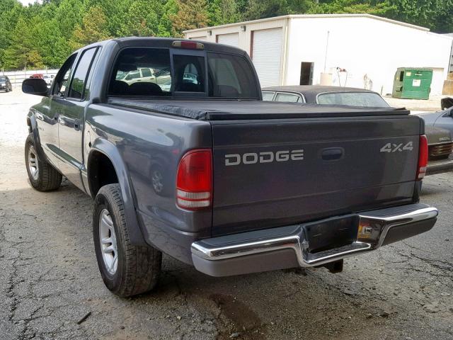 1B7HG48N32S591051 - 2002 DODGE DAKOTA QUA GRAY photo 3