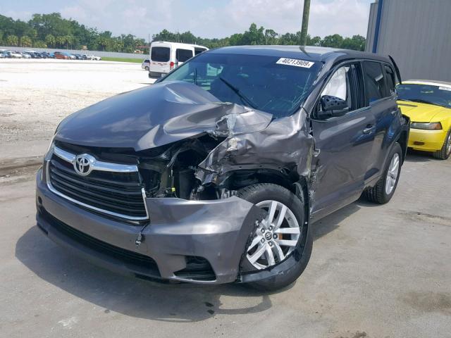 5TDZKRFH2GS157314 - 2016 TOYOTA HIGHLANDER GRAY photo 2