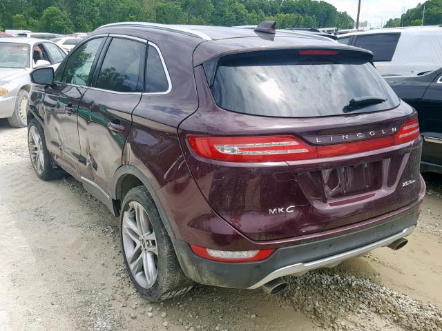 5LMCJ3D90HUL04379 - 2017 LINCOLN MKC RESERV MAROON photo 3