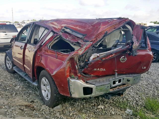 5N1AA08BX5N726963 - 2005 NISSAN ARMADA SE BURGUNDY photo 3