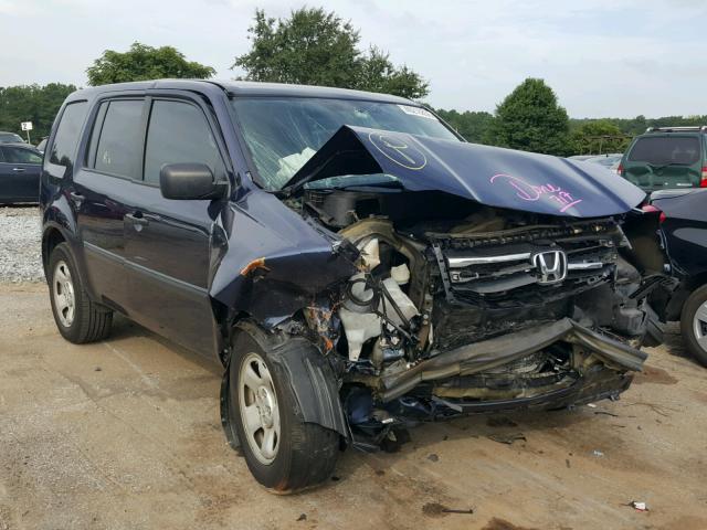 5FNYF3H2XDB039677 - 2013 HONDA PILOT LX BLUE photo 1