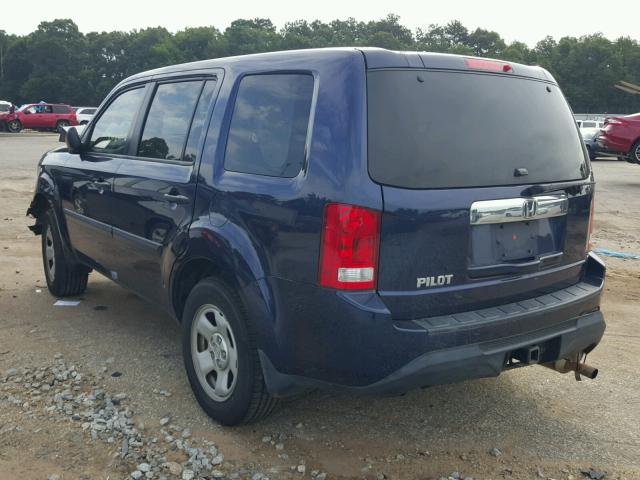 5FNYF3H2XDB039677 - 2013 HONDA PILOT LX BLUE photo 3