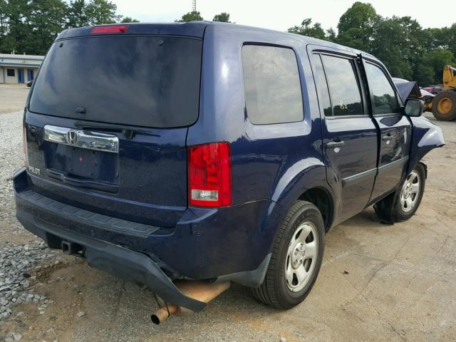 5FNYF3H2XDB039677 - 2013 HONDA PILOT LX BLUE photo 4