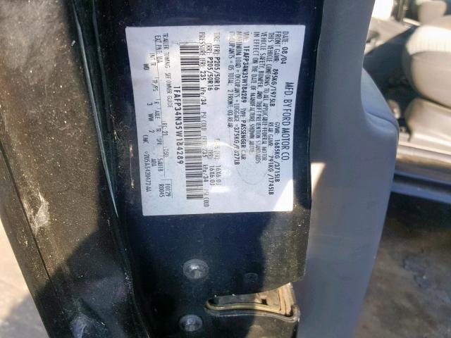 1FAFP34N35W184289 - 2005 FORD FOCUS ZX4 BLACK photo 10