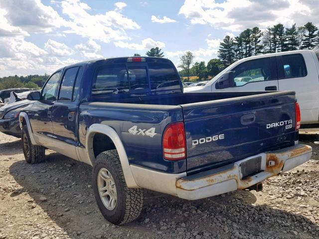 1D7HG48N74S522095 - 2004 DODGE DAKOTA QUA BLUE photo 3