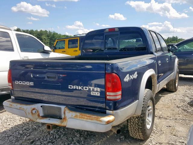 1D7HG48N74S522095 - 2004 DODGE DAKOTA QUA BLUE photo 4