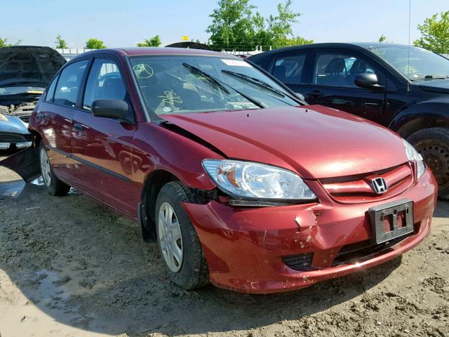 2HGES15315H008346 - 2005 HONDA CIVIC DX V RED photo 1