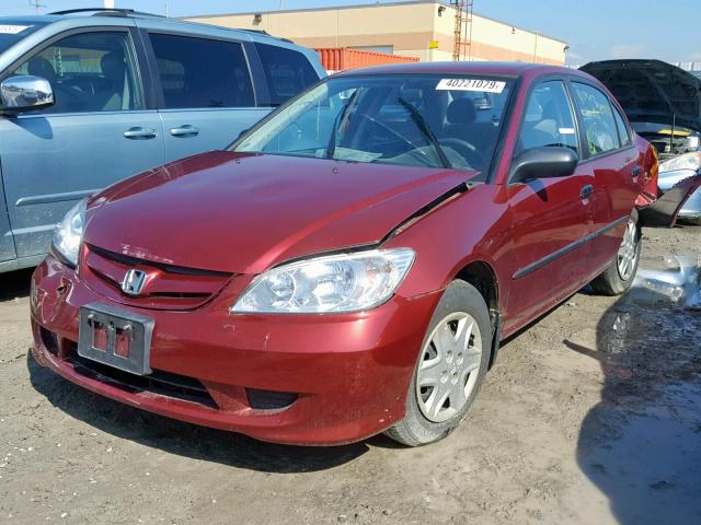 2HGES15315H008346 - 2005 HONDA CIVIC DX V RED photo 2