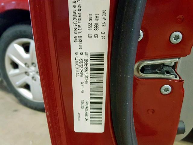 1B3HB48B77D313500 - 2007 DODGE CALIBER SX RED photo 10