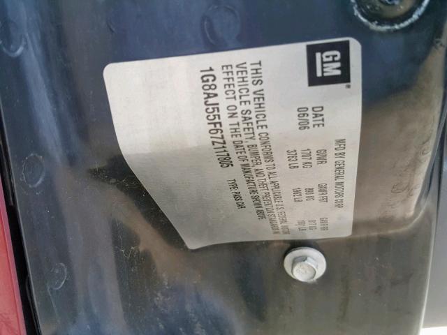 1G8AJ55F67Z117805 - 2007 SATURN ION LEVEL BURGUNDY photo 10