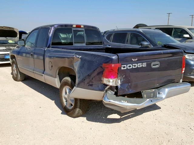 1B7GL22X7WS557240 - 1998 DODGE DAKOTA BLUE photo 3