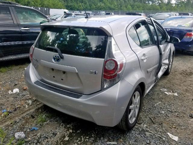 JTDKDTB32D1035144 - 2013 TOYOTA PRIUS C SILVER photo 4