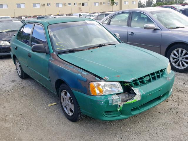 KMHCG45C21U198038 - 2001 HYUNDAI ACCENT GL GREEN photo 1