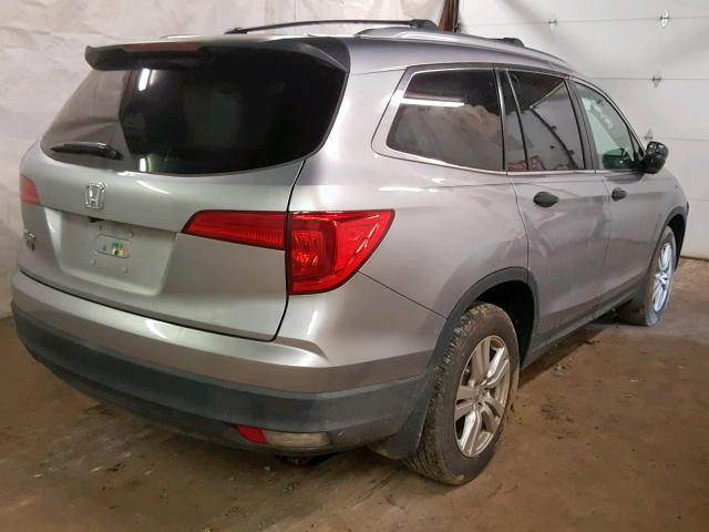 5FNYF5H19GB020416 - 2016 HONDA PILOT LX SILVER photo 4