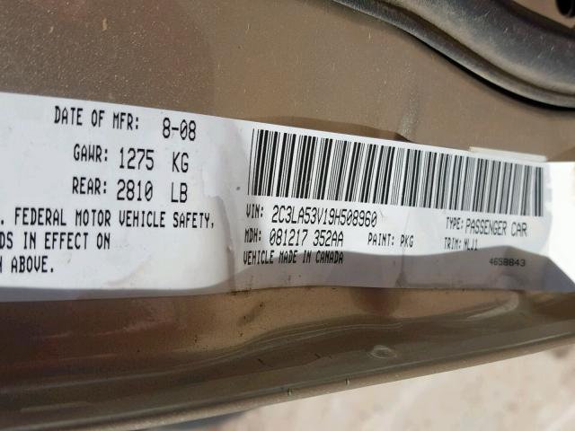 2C3LA53V19H508960 - 2009 CHRYSLER 300 TOURIN GOLD photo 10