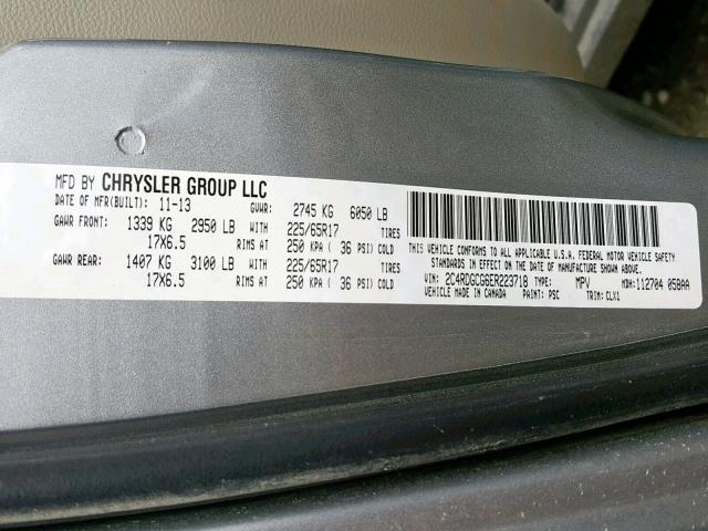 2C4RDGCG6ER223718 - 2014 DODGE GRAND CARA SILVER photo 10