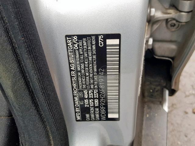 WDBRF92H26F819142 - 2006 MERCEDES-BENZ C 280 4MAT SILVER photo 10