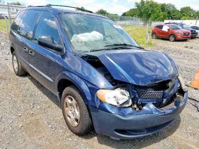 1B4GP25332B598257 - 2002 DODGE CARAVAN SE BLUE photo 1