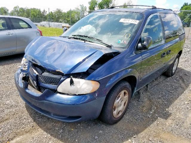 1B4GP25332B598257 - 2002 DODGE CARAVAN SE BLUE photo 2