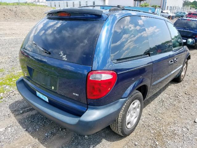 1B4GP25332B598257 - 2002 DODGE CARAVAN SE BLUE photo 4