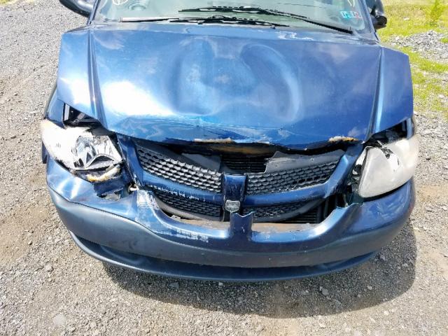 1B4GP25332B598257 - 2002 DODGE CARAVAN SE BLUE photo 9