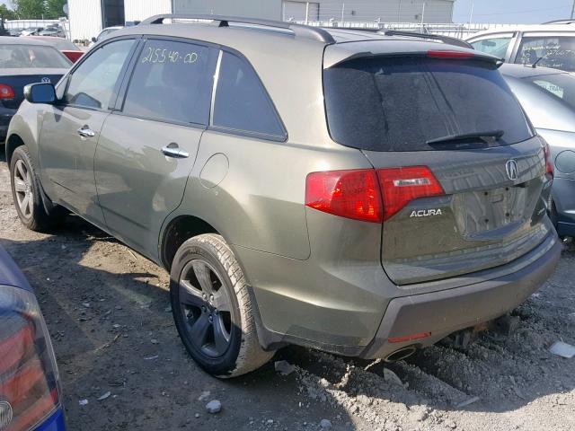 2HNYD28837H000362 - 2007 ACURA MDX SPORT GREEN photo 3