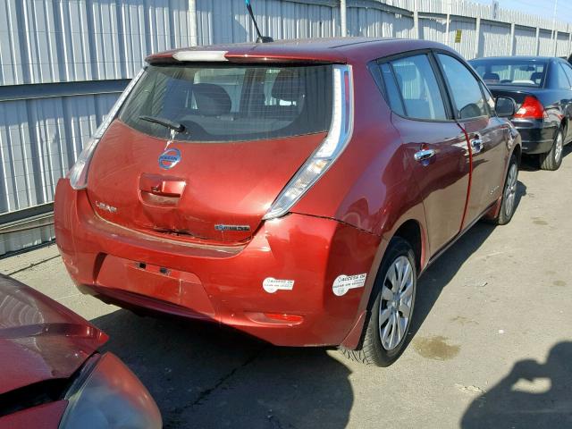 1N4AZ0CP0EC337864 - 2014 NISSAN LEAF S RED photo 4