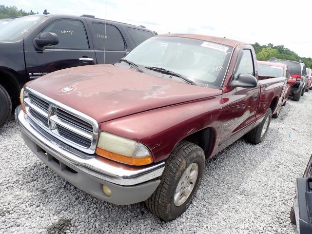 1B7GG26X11S269270 - 2001 DODGE DAKOTA BURGUNDY photo 2