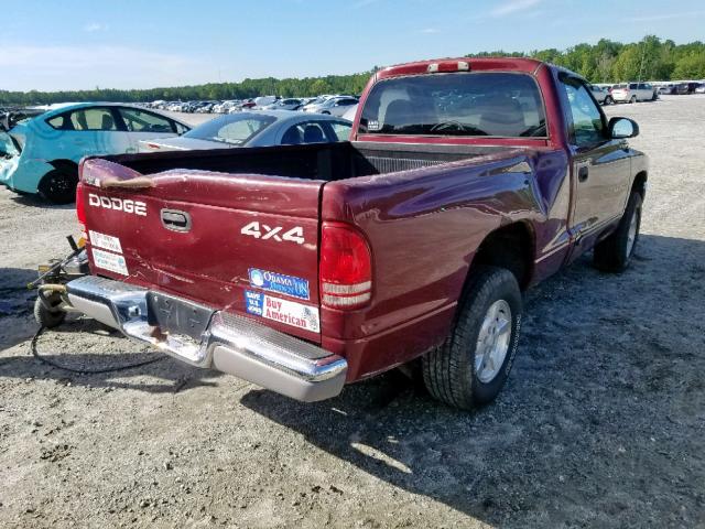 1B7GG26X11S269270 - 2001 DODGE DAKOTA BURGUNDY photo 4