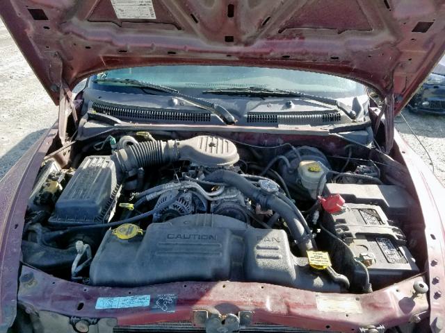 1B7GG26X11S269270 - 2001 DODGE DAKOTA BURGUNDY photo 7