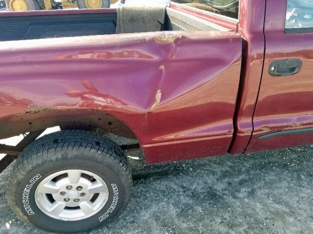 1B7GG26X11S269270 - 2001 DODGE DAKOTA BURGUNDY photo 9