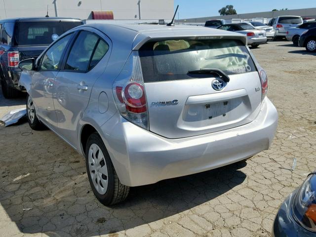 JTDKDTB3XE1070497 - 2014 TOYOTA PRIUS C SILVER photo 3