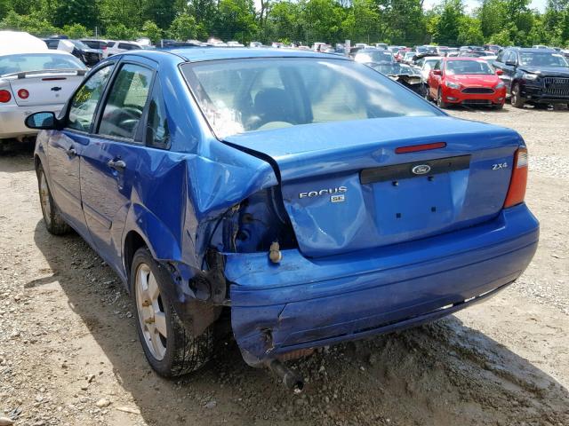 1FAFP34N25W288952 - 2005 FORD FOCUS ZX4 BLUE photo 3