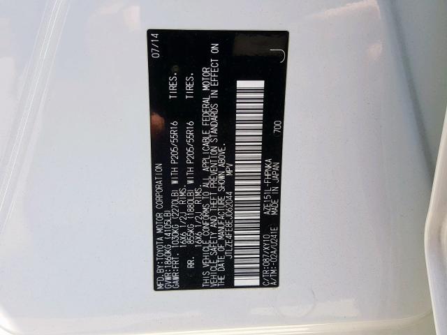 JTLZE4FE8EJ062044 - 2014 TOYOTA SCION XB 白色 照片 10