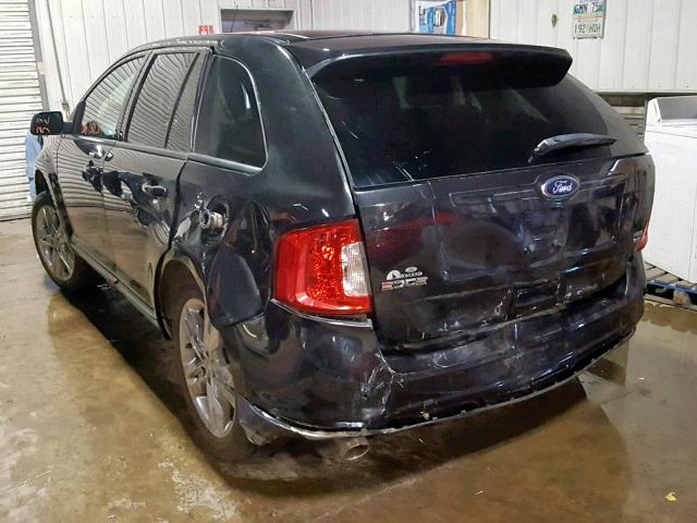 2FMDK4JC0DBB65011 - 2013 FORD EDGE SEL BLACK photo 3