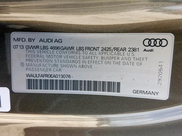 WAULFAFR0EA013076 - 2014 AUDI A5 PREMIUM GOLD photo 10