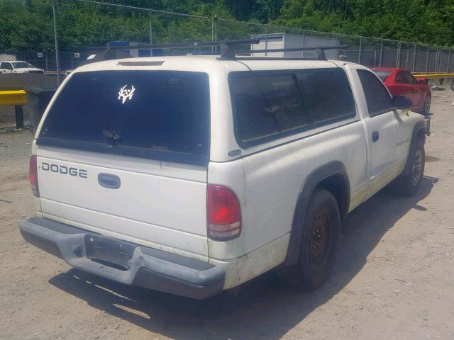 1B7FL16X42S688202 - 2002 DODGE DAKOTA BAS WHITE photo 4