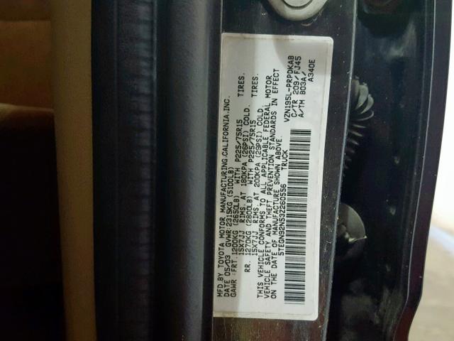 5TEGN92N53Z260556 - 2003 TOYOTA TACOMA DOU CHARCOAL photo 10