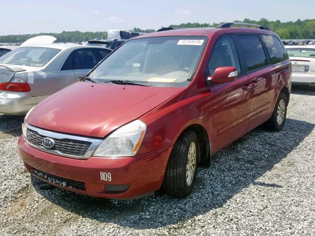 KNDMG4C72C6420423 - 2012 KIA SEDONA LX RED photo 2