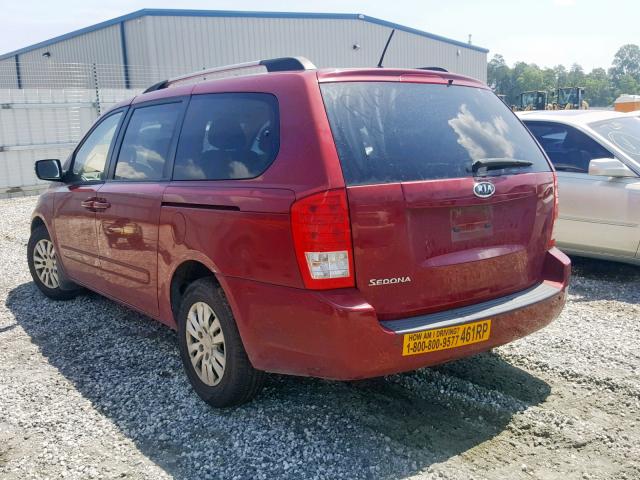 KNDMG4C72C6420423 - 2012 KIA SEDONA LX RED photo 3