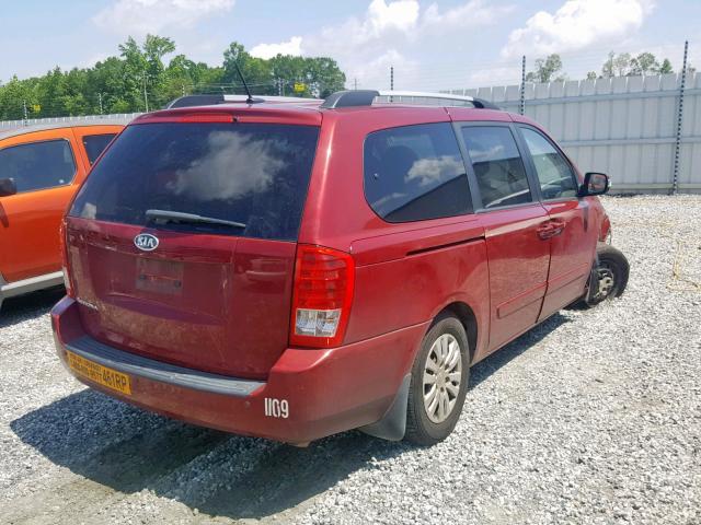 KNDMG4C72C6420423 - 2012 KIA SEDONA LX RED photo 4