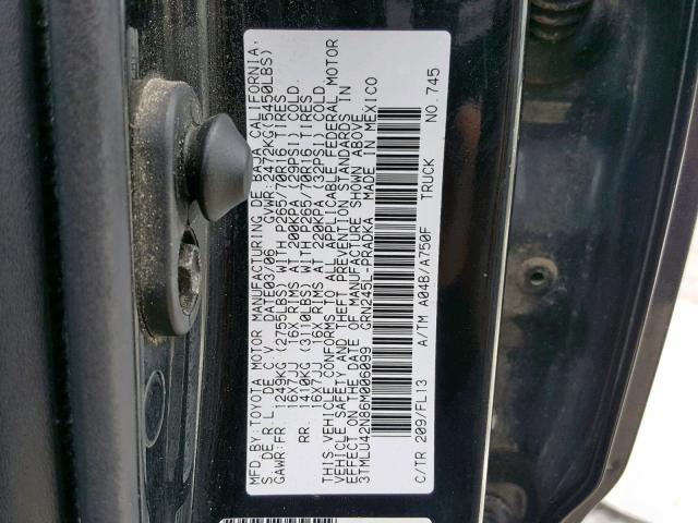 3TMLU42N86M006099 - 2006 TOYOTA TACOMA DOU 黑色 照片 10