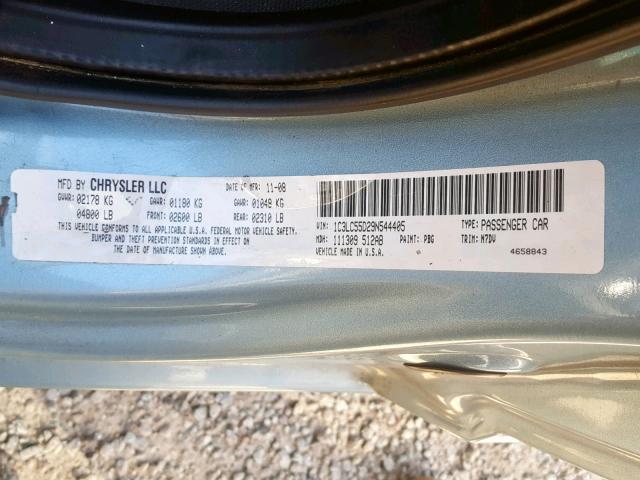 1C3LC55D29N544405 - 2009 CHRYSLER SEBRING TO BLUE photo 10