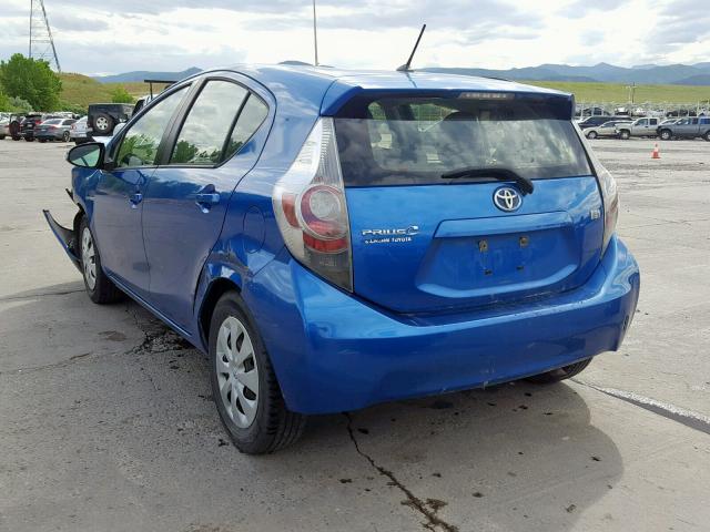 JTDKDTB34D1529909 - 2013 TOYOTA PRIUS C BLUE photo 3