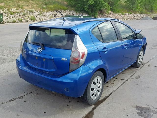 JTDKDTB34D1529909 - 2013 TOYOTA PRIUS C BLUE photo 4