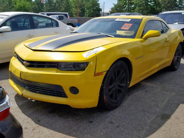 2G1FA1E33E9242559 - 2014 CHEVROLET CAMARO LS YELLOW photo 2